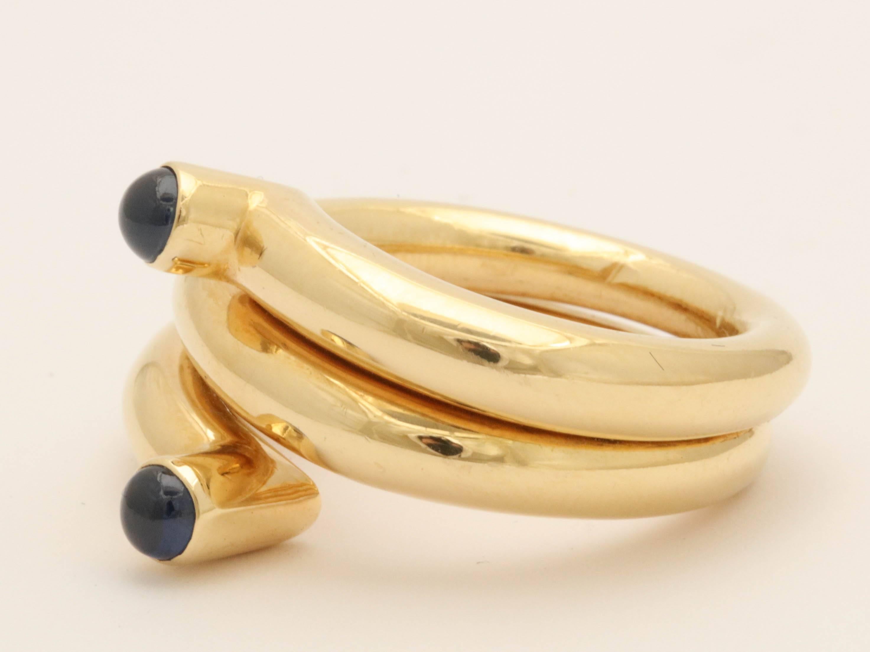 Tiffany & Co. Schlumberger Sapphires Gold Unisex High Polish Ring 3