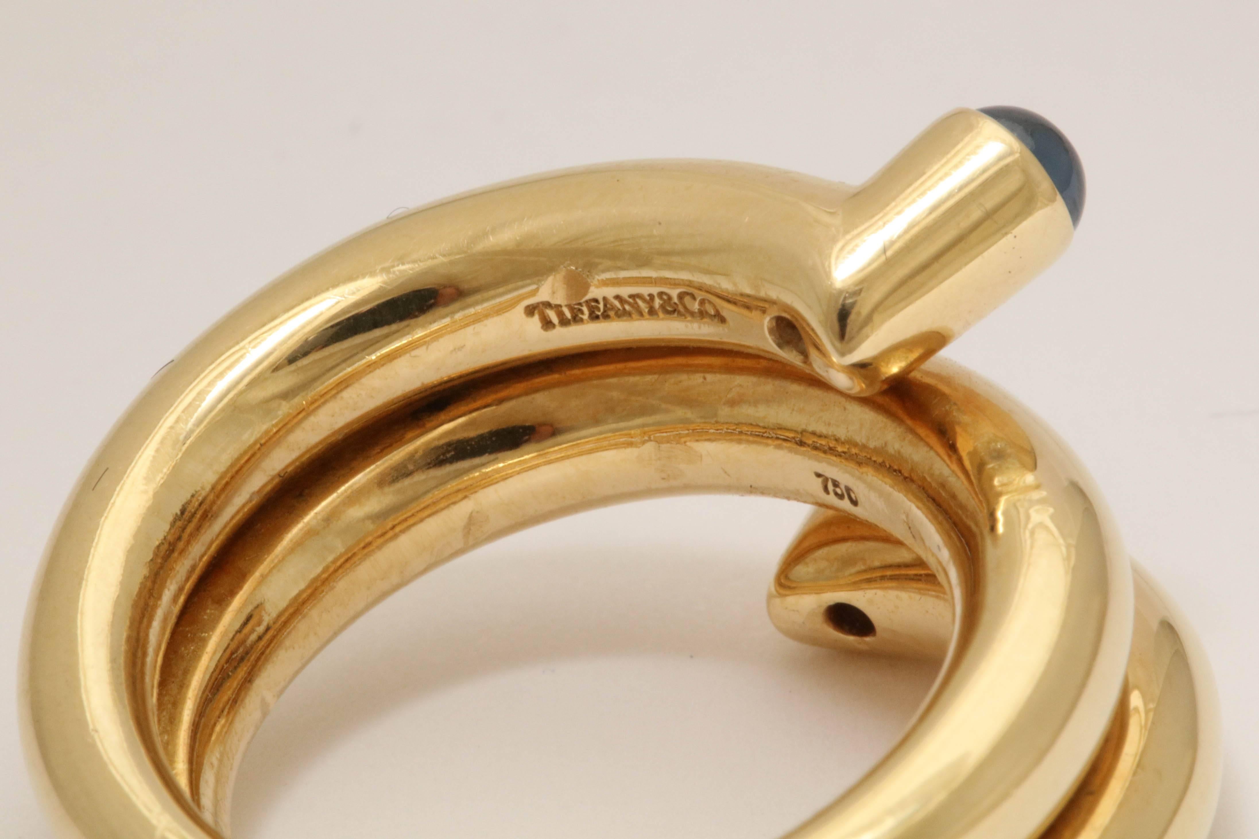Tiffany & Co. Schlumberger Sapphires Gold Unisex High Polish Ring 5