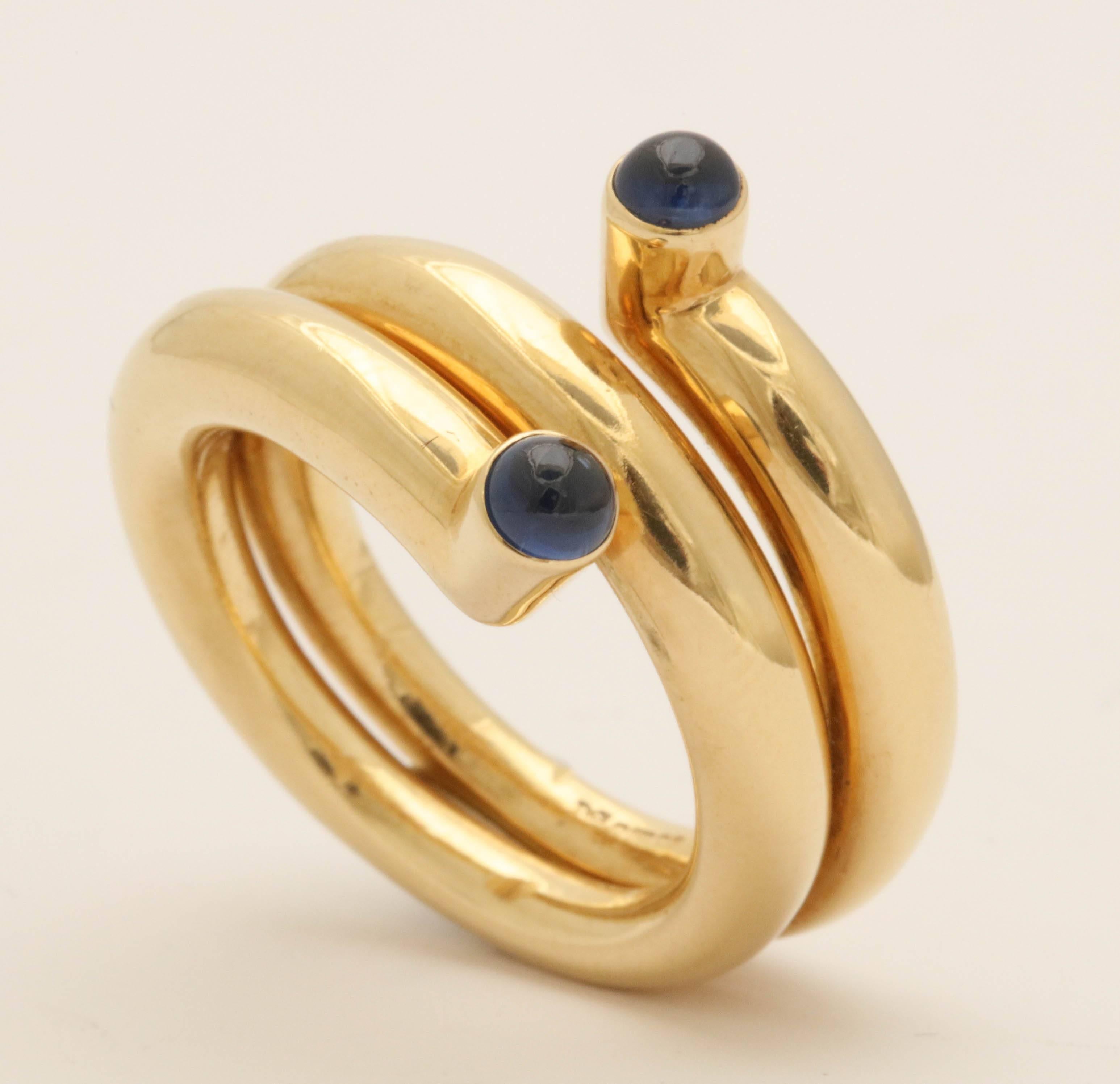 Tiffany & Co. Schlumberger Sapphires Gold Unisex High Polish Ring 7