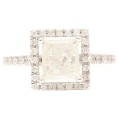 Princess Halo Solitär Diamantring aus 14k massivem Gold (zertifiziert)