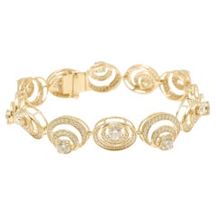 Spiral Natural Diamond Tennis Bracelet in 14k Solid Gold (Certified)