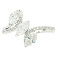 Marquise Trio Diamantring in 14k massivem Gold (zertifiziert)