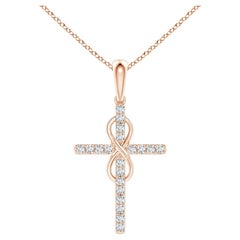 Angara Natural Diamond Cross and Infinity Pendant in 14K Solid Gold for Women