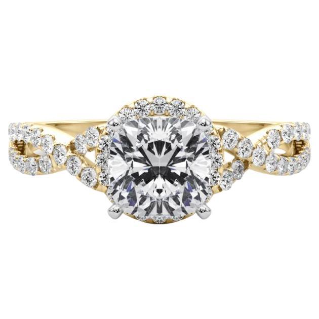 GIA Certified 1.00 Carat Solitaire Cushion Halo Infinity Diamond Ring