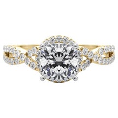 GIA Certified 1.00 Carat Solitaire Cushion Halo Infinity Diamond Ring