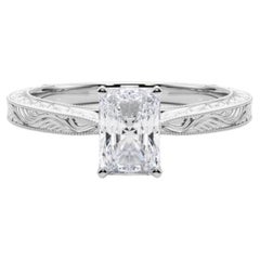 GIA 1.51ct Radiant Classic Solitaire Antique Engraved Diamond Ring