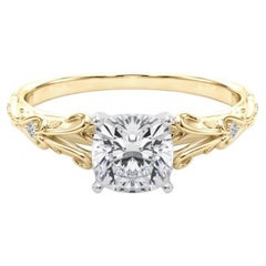 GIA 1.21ct Cushion Vintage 3-Stone Heart
Vine 18K Yellow Gold Diamond Ring
