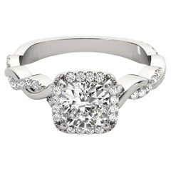 GIA Certified 1.73 Carat Braided Band Square Cushion Halo Platinum Diamond Ring