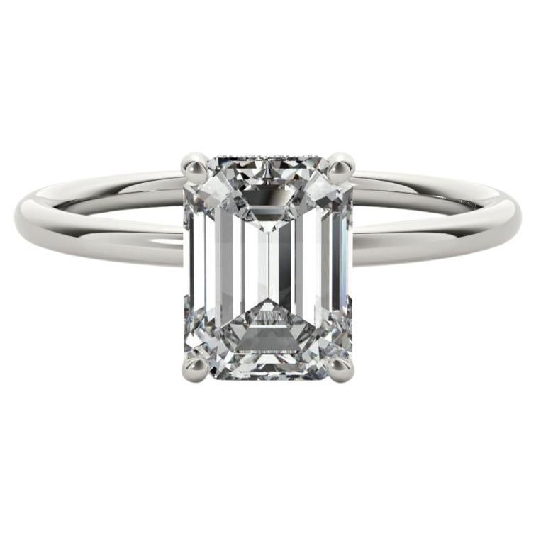 Anello con diamante solitario a forma di aureola nascosta da 2,15 carati certificato GIA