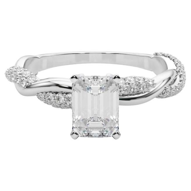 GIA 1,70 Karat Smaragd gedrehtes geflochtenes Band Diamantring