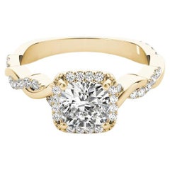 GIA Certified 1.50 Carat Braided Band Square Cushion Halo Diamond Ring