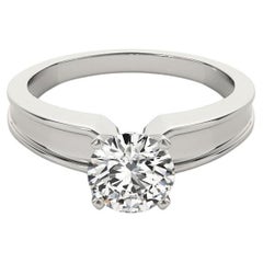 Anillo de diamantes con banda biselada y solitario redondo de 1,50 quilates certificado por GIA