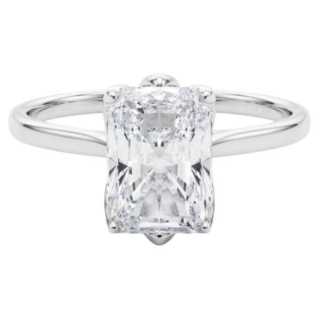GIA Certified 2.50 Carat Radiant Solitaire Tulip Rose Platinum Diamond Ring