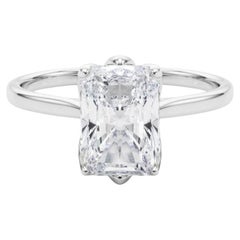 GIA Certified 2.50 Carat Radiant Solitaire Tulip Rose Platinum Diamond Ring