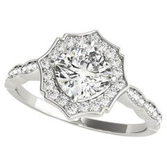 Anillo de diamantes catedral con halo de cojín de 2,00 quilates certificado por GIA