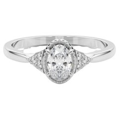 Anillo de diamantes de platino geométrico con bisel ovalado de 1,80 quilates certificado por GIA