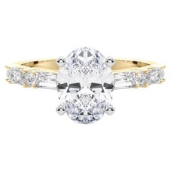 GIA 1.30ct Oval Round
Baguette Channel Band 18K Yellow Gold Diamond Ring