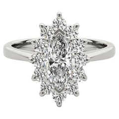 GIA Certified 2.46 Carat Marquise Halo Anniversary 18K White Gold Diamond Ring