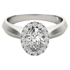 GIA Certificato 1,01 Carati Bordo Coltello Fascia Ovale Halo  Anello con diamante