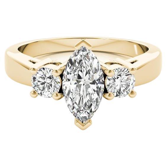 GIA Certified 0,80 Carati Marquise Three-Stone Anniversary Diamond Ring