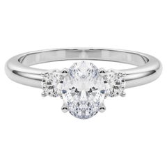 GIA Anillo de diamantes de oro blanco de 18 quilates con 3 piedras ovaladas de 1,20 quilates: pasado, presente y futuro