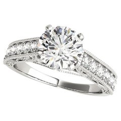 GIA 1.50ct Anillo de diamantes redondo solitario en canal enrejado de oro blanco