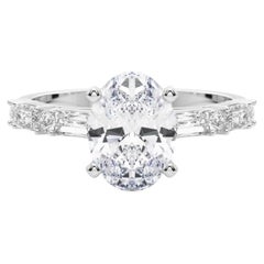 GIA 1.31ct Oval Round 
Baguette Channel Band  Diamond Ring