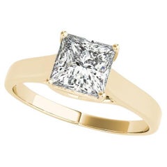 GIA Certified 1.3 Carat Princess Solitaire Trellis Prong Diamond Ring