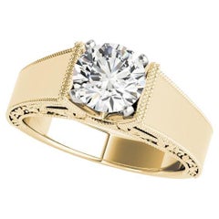 GIA 1.60ct Round Solitaire Engraved Grape Leaf Cathedral Diamond Ring