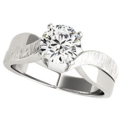 GIA 1,52 Karat runder Solitär Diamantring aus glänzendem 
gebürstetem Weißgold