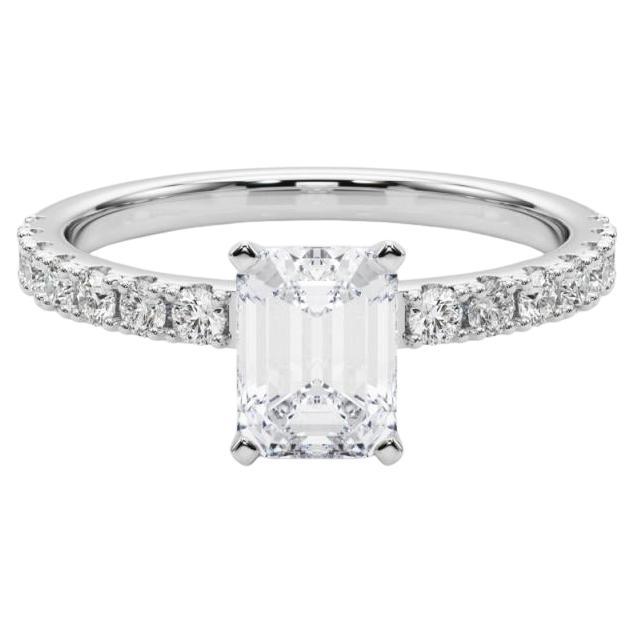 GIA 1,01ct Solitario di smeraldo con mezza eternità  Anello con diamante