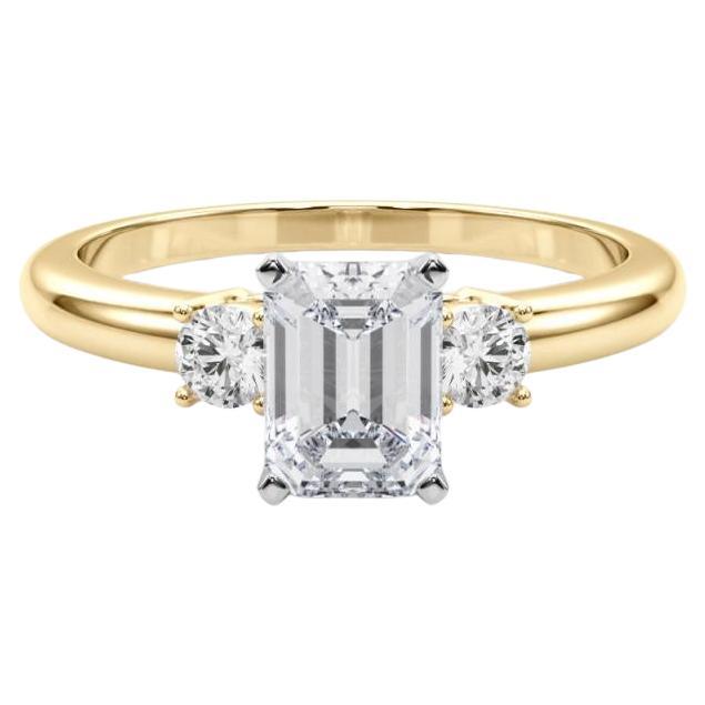 GIA 1.50ct Emerald 3-Stone Past, Present
Future 18K Yellow Gold Diamond Ring