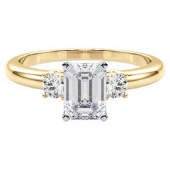GIA 1.50ct Emerald 3-Stone Past, Present 
Future 18K Yellow Gold Diamond Ring