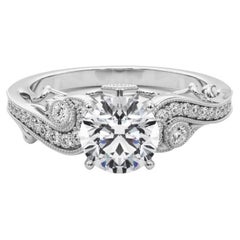 GIA 0,91 Karat Runder Dreistein-Diamantring mit gebogenem Bypass aus 18 Karat Weißgold