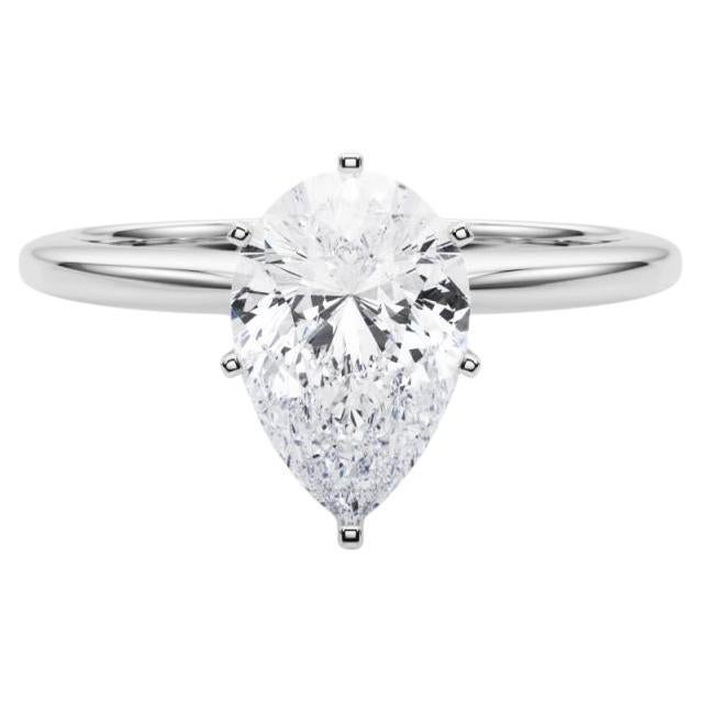 GIA Certified 1.01 Carat Pear Prong Set Solitaire Diamond Ring