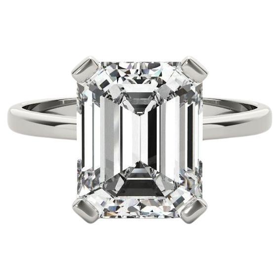 GIA 1.50 Carat Solitaire Emerald 4-Prong Basket  Diamond Ring