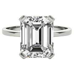 GIA 1.50 Carat Solitaire Emerald 4-Prong Basket  Diamond Ring