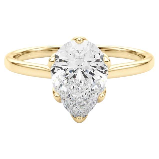 GIA Certified 0.90 Carat Pear Solitaire Tulip Rose Diamond Ring