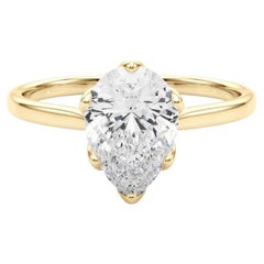 GIA Certified 0.90 Carat Pear Solitaire Tulip Rose Diamond Ring