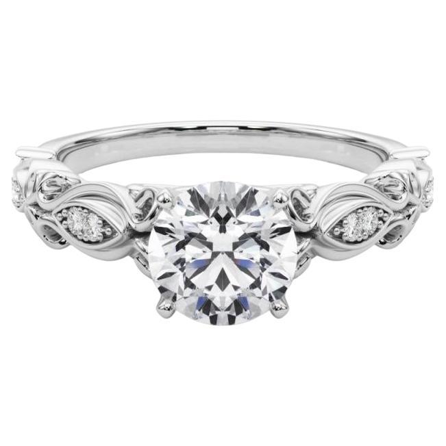 GIA 1,50 Carati Rotondo Vintage Nastro Scorrevole  Anello con diamante