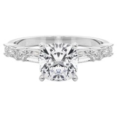 GIA 0,80ct Kissen Runde 
Baguette Kanal Band  Diamantring