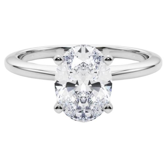Anillo de platino con diamante solitario ovalado engastado de 1,20 quilates certificado por el GIA