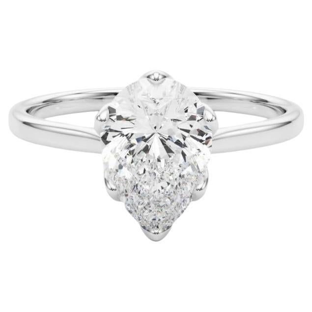 Anello con diamante a pera solitario Tulipano Rosa certificato GIA da 1,70 carati