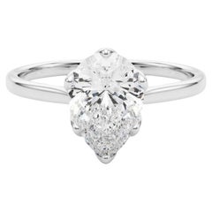 GIA Certified 1.70 Carat Pear Solitaire Tulip Rose Diamond Ring