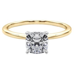 GIA 2.01ct Cushion Slim Band Prong Set Solitaire 18K Yellow Gold Anillo de diamantes