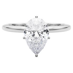 GIA Certified 1.01 Carat Pear Prong Set Solitaire Platinum Diamond Ring