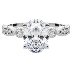 GIA 1.00ct Oval Marquise 
Round Milgrain Bezel Diamond Ring