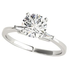 GIA 2.00ct Round 3-Stone Solitaire 
Baguette  Diamond Ring