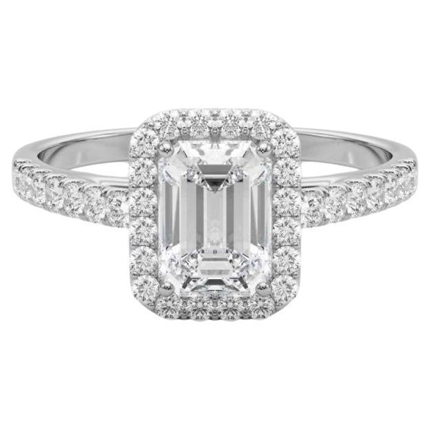 GIA Certified 1,20 Carat Emerald Halo Pave  Anello con diamante