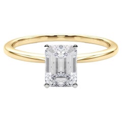 GIA 1,21ct Smaragd Slim Band Prong Set Solitär 18K Gelbgold Diamantring
